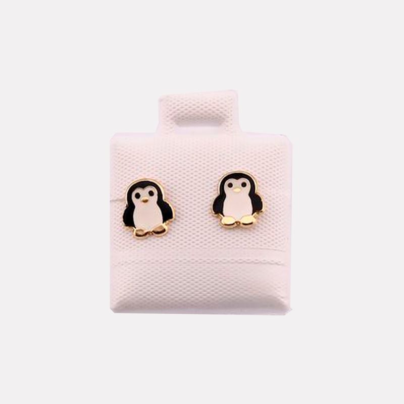 Broqueles Pingüino Esmalte 10k 0.3g